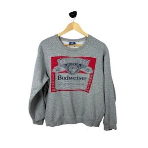Brew City Budweiser Unisex Fleece Crewneck in Grey Multi Size S